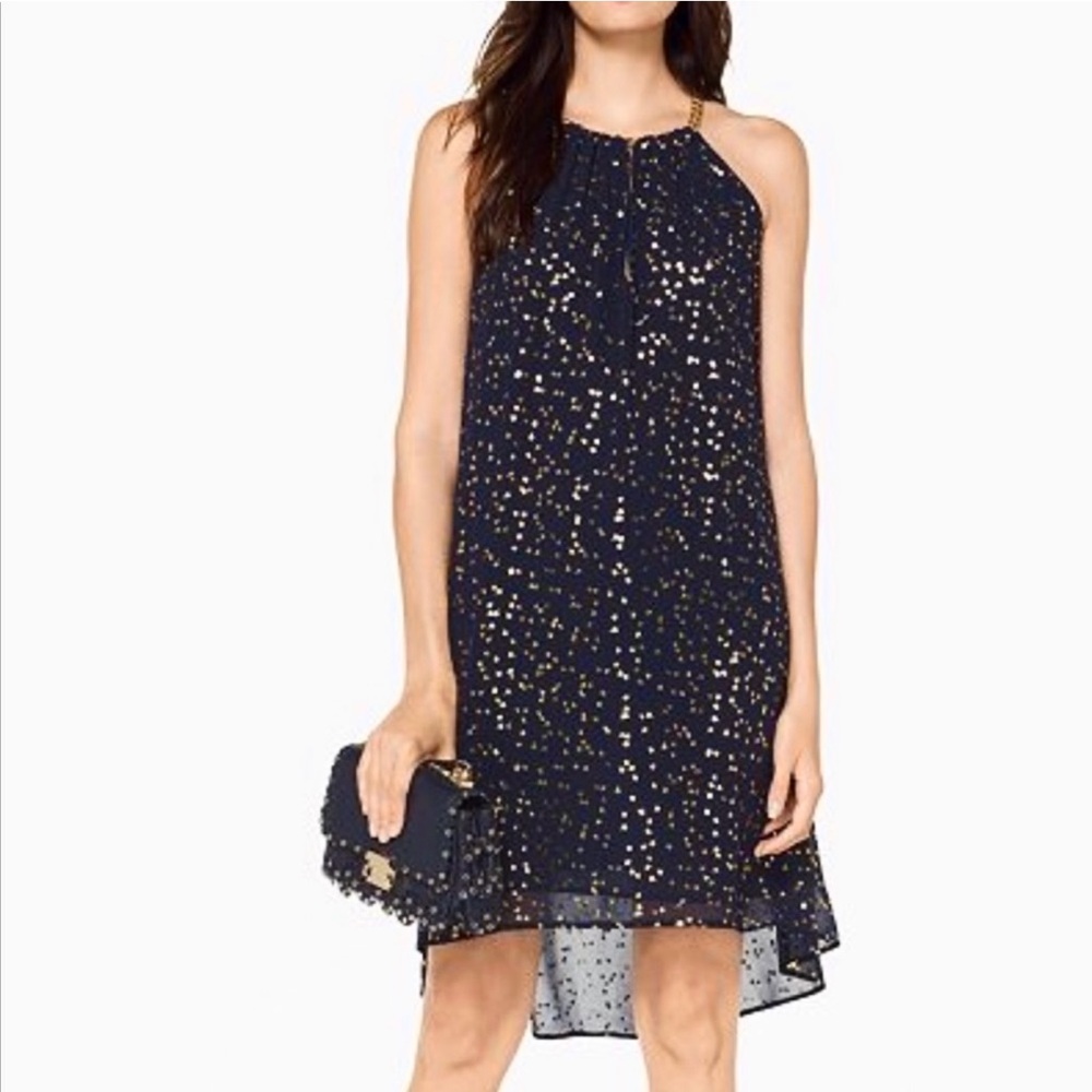 Michael Kors Black Dress Gold Chain Necklace Gold Stars XS